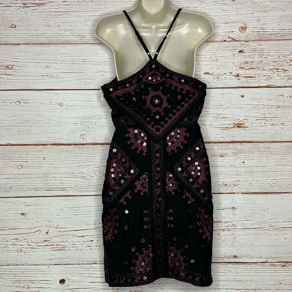 NWT Free People Black Magic Embroidered Sheath Dress Sz 10